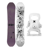 GNU Scorp Mens Snowboard 2027 with Bent Metal Joint Bindings Snowboard Package - White