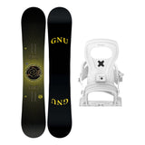GNU Tre Mens Snowboard 2027 with Bent Metal Joint Bindings Snowboard Package - White