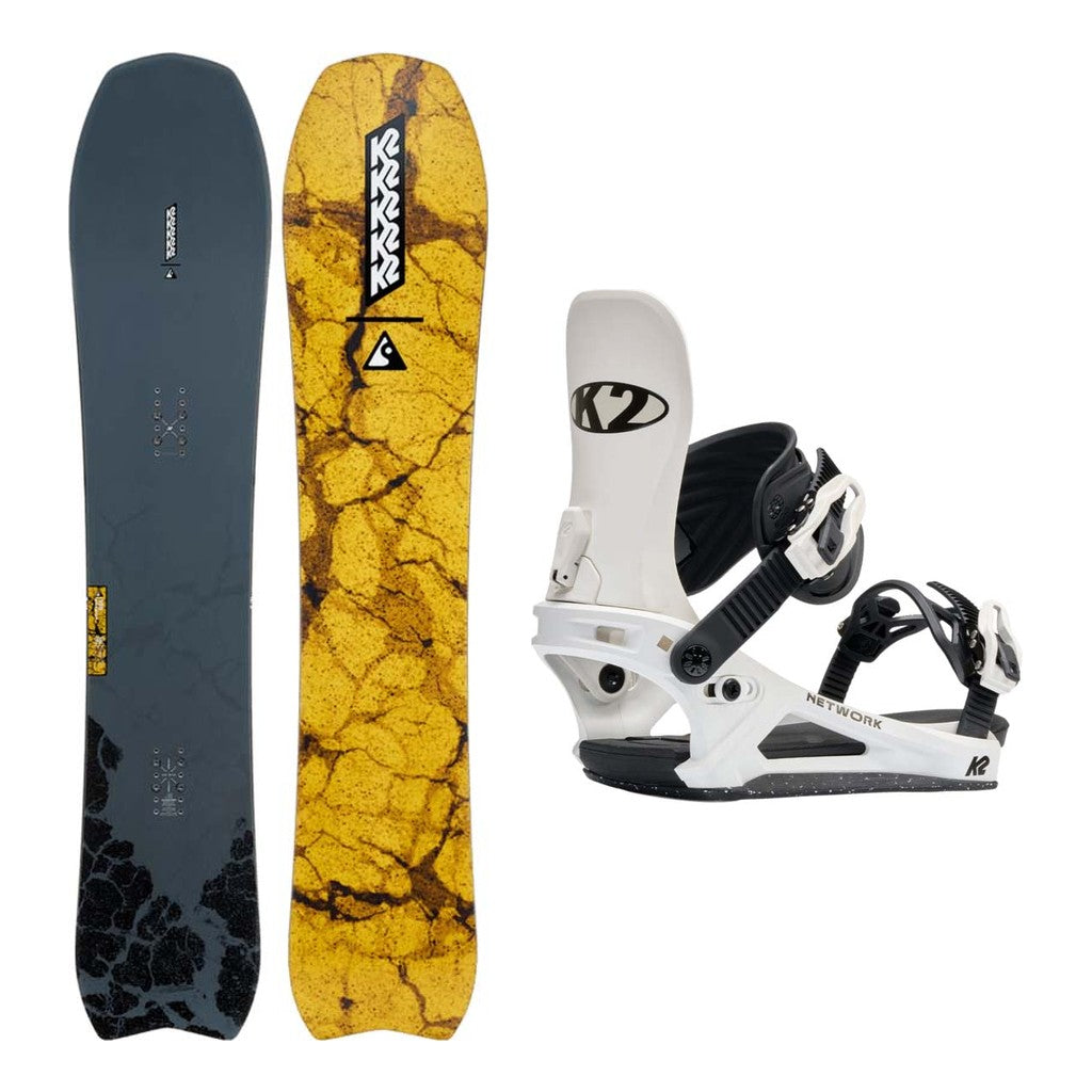 K2 Excavator Adult Snowboard 2027 with Network Bindings Snowboard Package - White