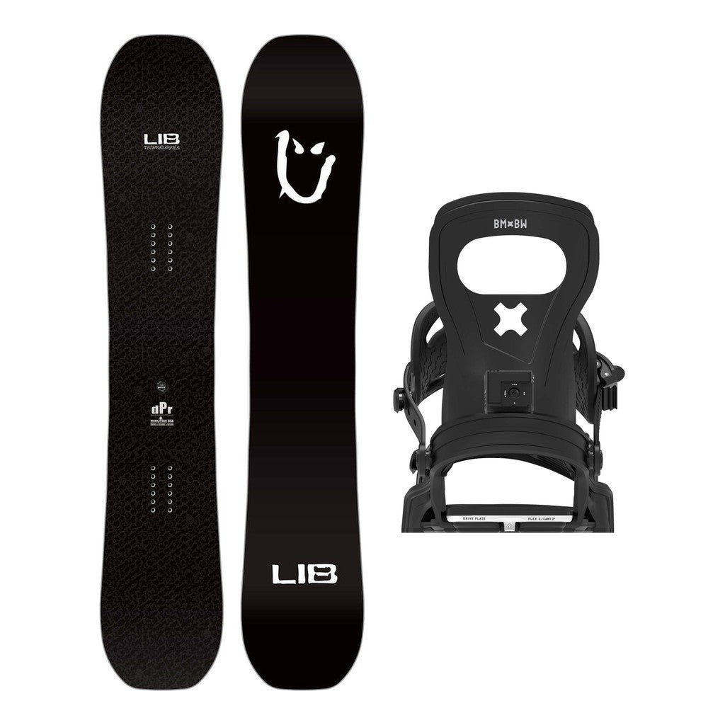 Lib Tech DPR Mens Snowboard 2027 with Bent Metal Joint Bindings Snowboard Package - Black