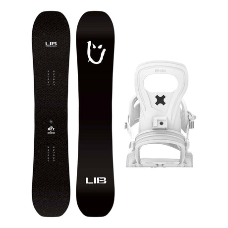 Lib Tech DPR Mens Snowboard 2027 with Bent Metal Joint Bindings Snowboard Package - White