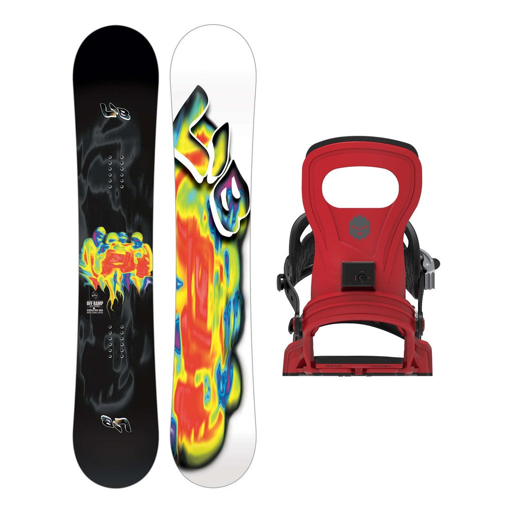 Lib Tech Off Ramp Mens Snowboard 2027 with Bent Metal Joint Bindings Snowboard Package - Red