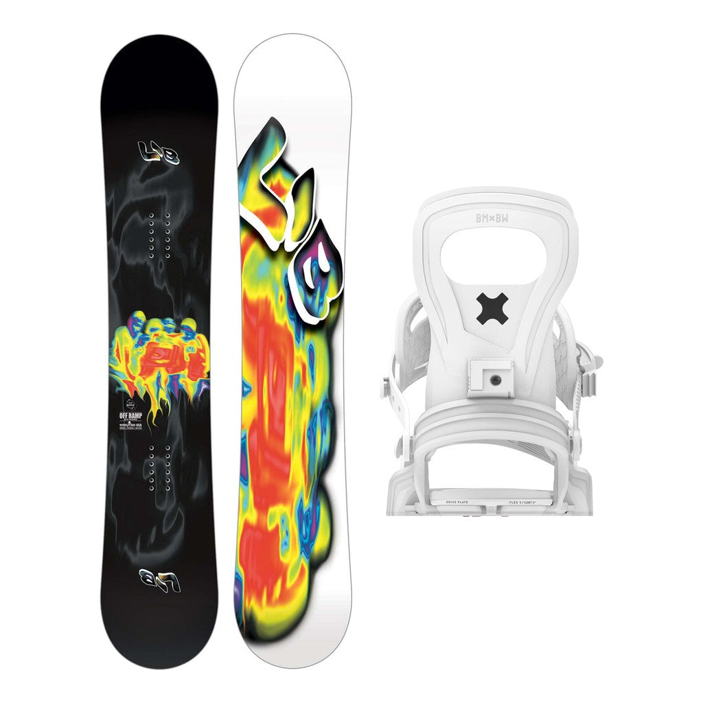 Lib Tech Off Ramp Mens Snowboard 2027 with Bent Metal Joint Bindings Snowboard Package - White