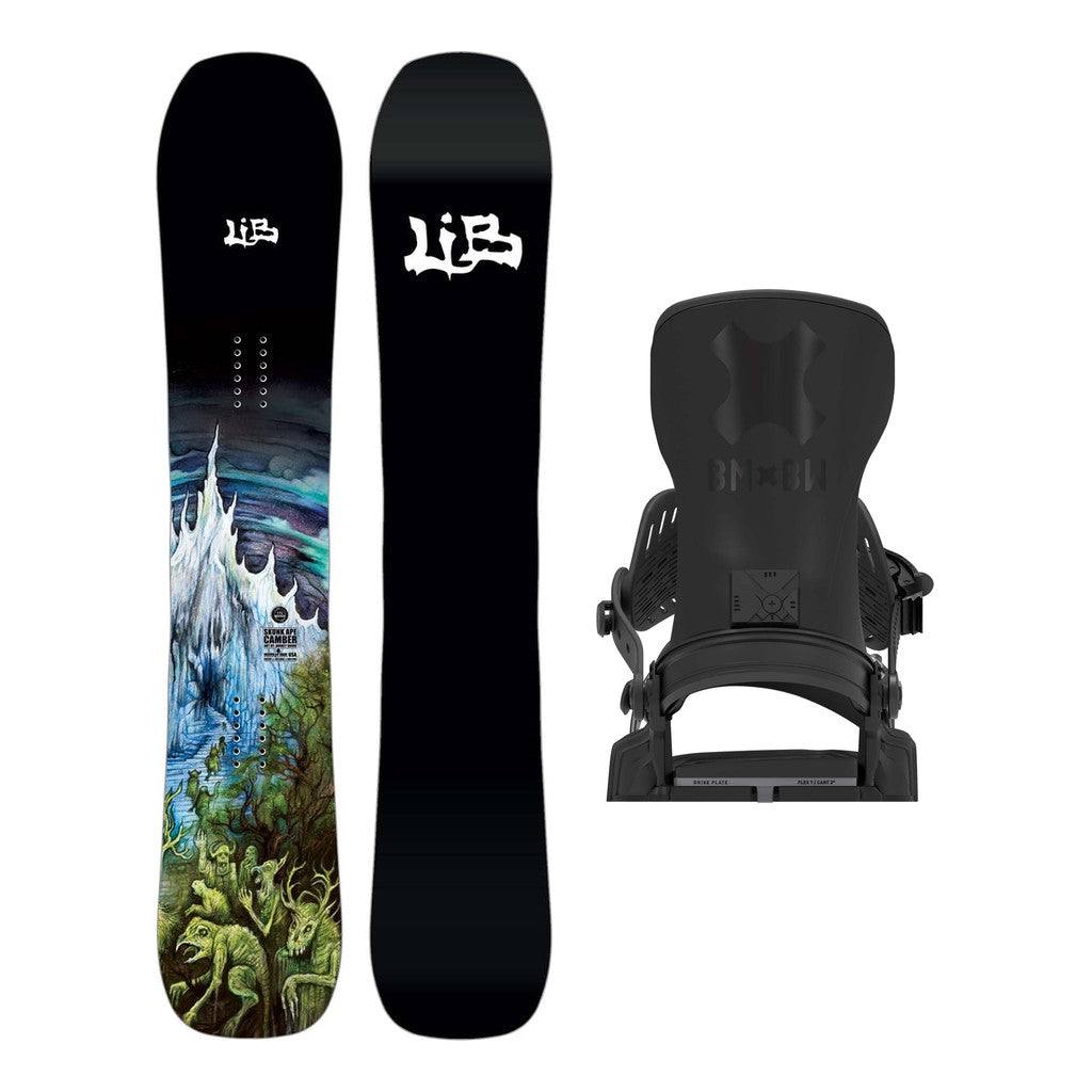 Lib Tech Skunk Ape Camber Mens Snowboard 2027 with Bent Metal Transfer Pro Bindings Snowboard Package
