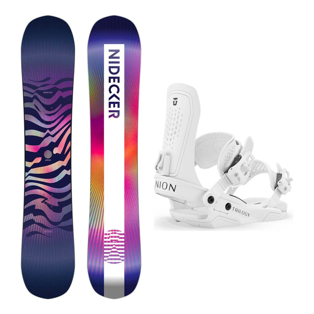 Nidecker Astral Womens Snowboard 2027 with Trilogy Bindings Snowboard Package - White