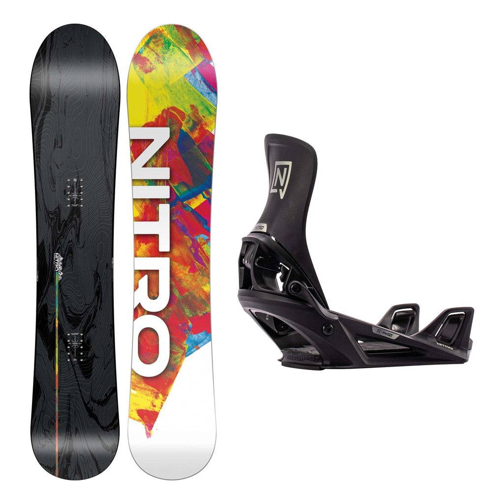 Nitro Alternator FX Mens Snowboard 2027 with Step-On Bindings Snowboard Package - Black