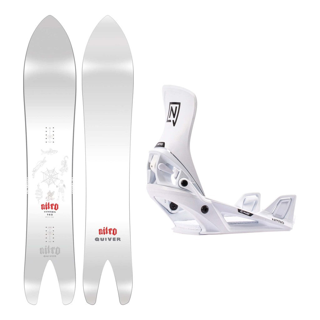 Nitro Cannon Mens Snowboard 2027 with Step-On Bindings Snowboard Package - White