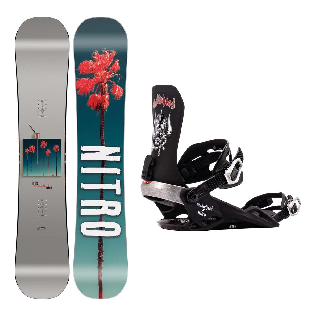 Nitro Cheap Thrills Mens Snowboard 2027 with One x Motorhead Bindings Snowboard Package