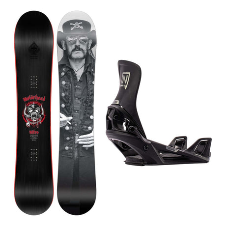 Nitro Phase X Motorhead Mens Snowboard 2027 with Step-On Bindings Snowboard Package - Black