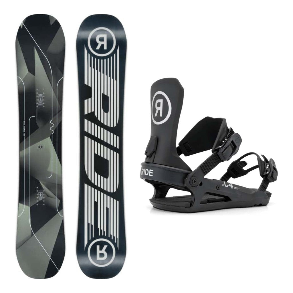 Ride Agenda Mens Snowboard 2027 with C-4 Bindings Snowboard Package