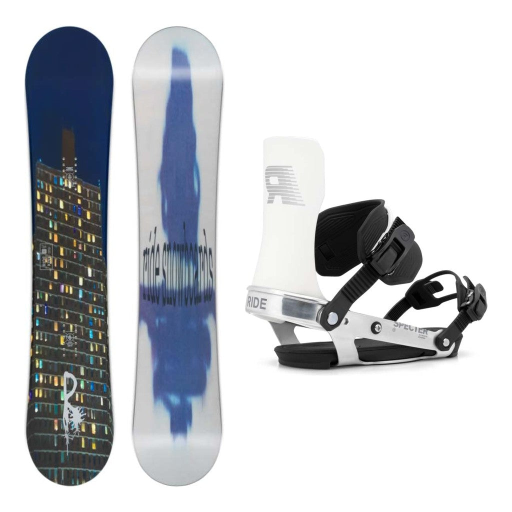 Ride Kink Mens Snowboard 2027 with Specter Bindings Snowboard Package - Chrome