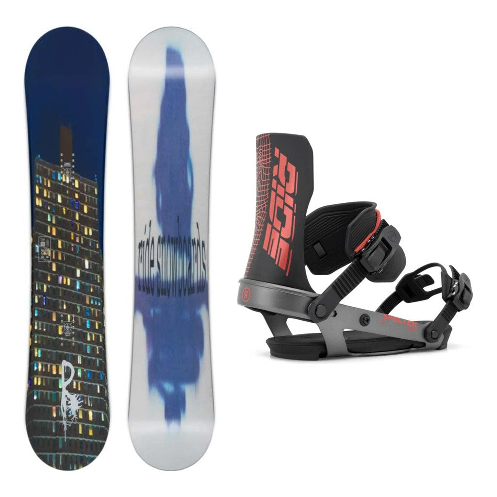 Ride Kink Mens Snowboard 2027 with Specter Bindings Snowboard Package - Red