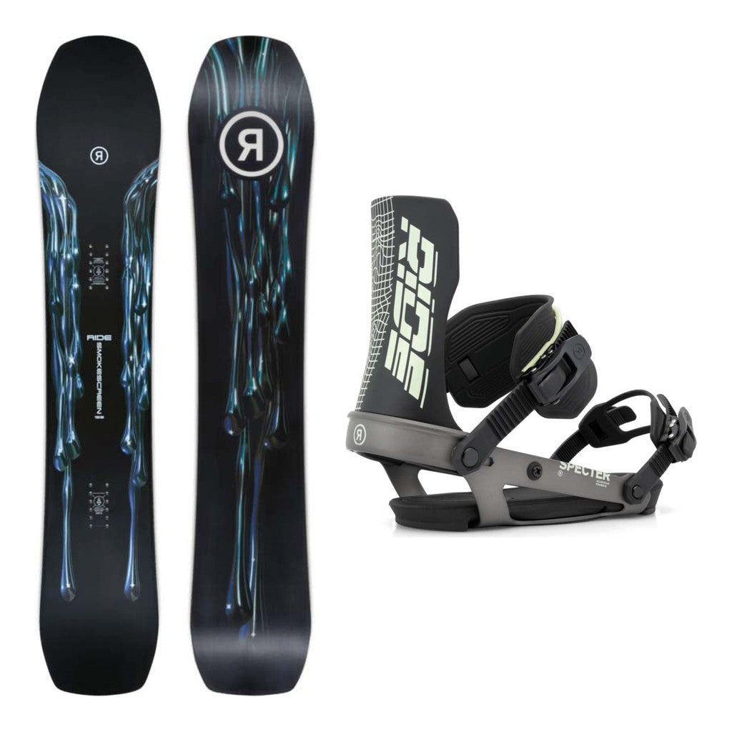 Ride Smokescreen Mens Snowboard 2027 with Specter Bindings Snowboard Package - Gunmetal