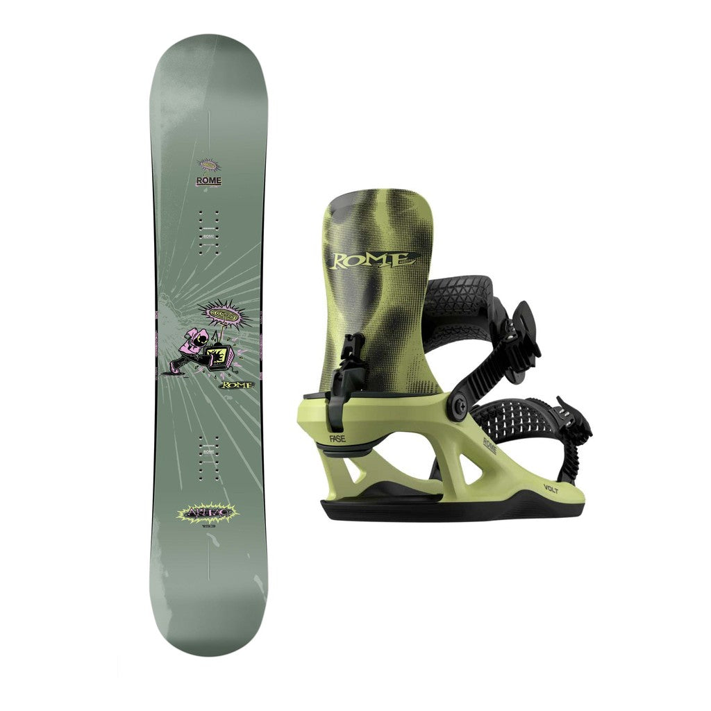 Rome Artifact Mens Snowboard 2027 with Volt FASE Bindings Snowboard Package - Acid