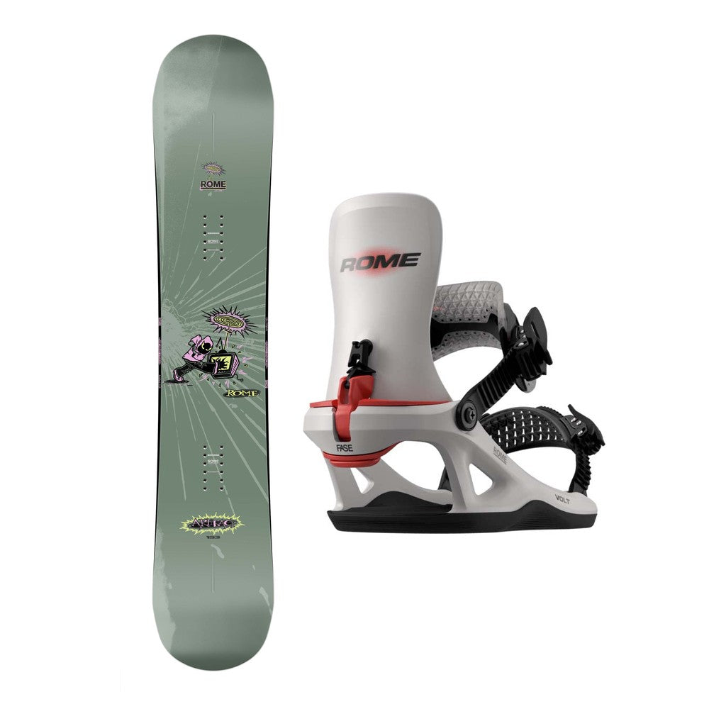 Rome Artifact Mens Snowboard 2027 with Volt FASE Bindings Snowboard Package - Stone