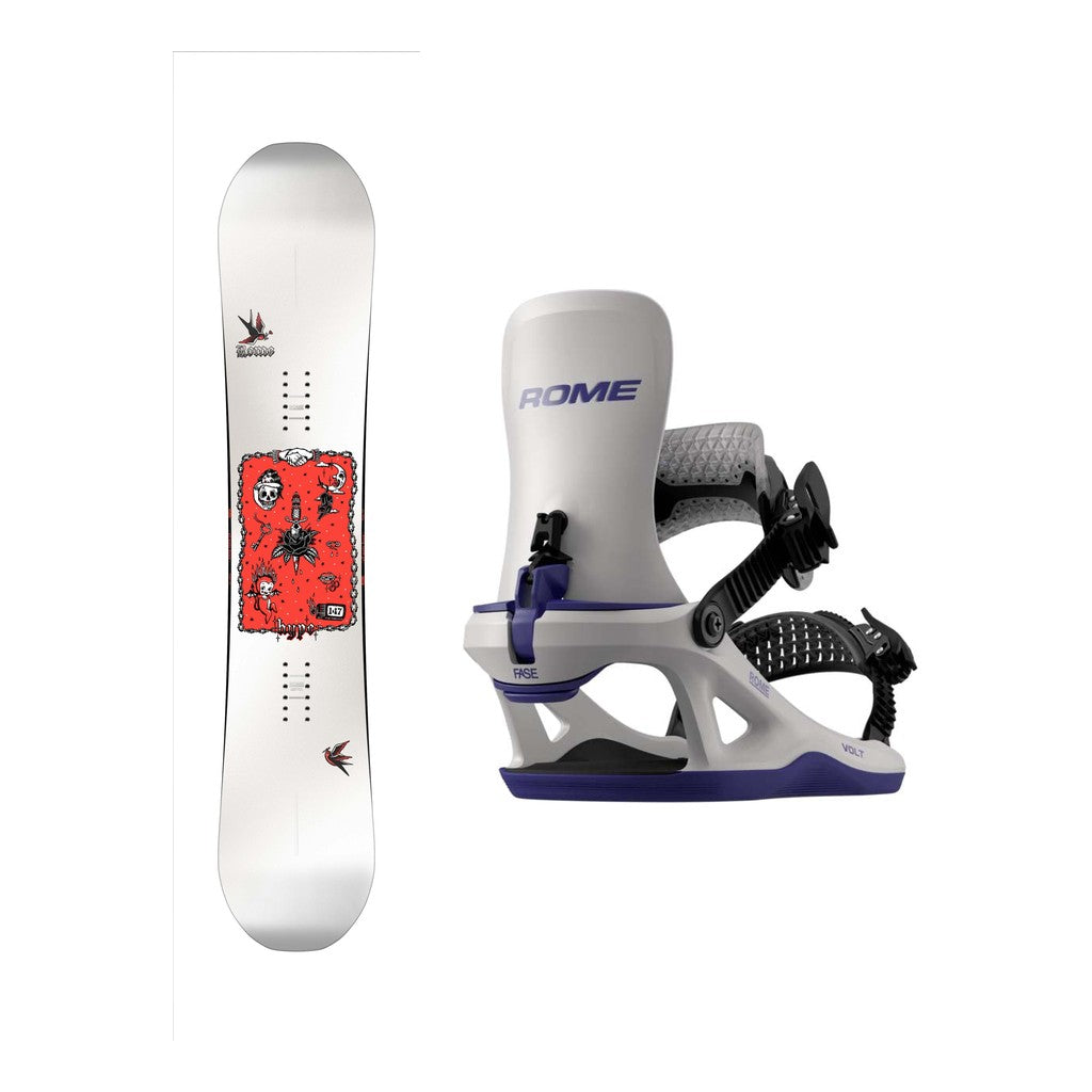 Rome Hype Womens Snowboard 2027 with Volt FASE Bindings Snowboard Package - Violet