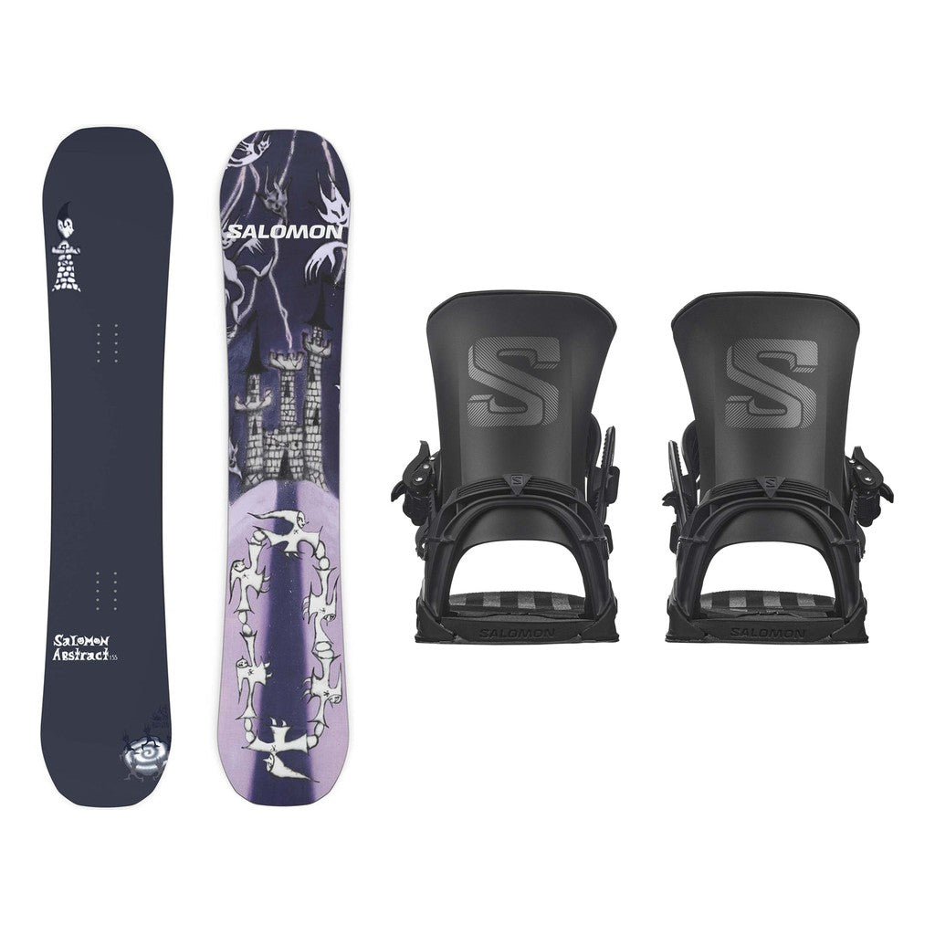 Salomon Abstract Adult Snowboard 2027 with District Bindings Snowboard Package - Black