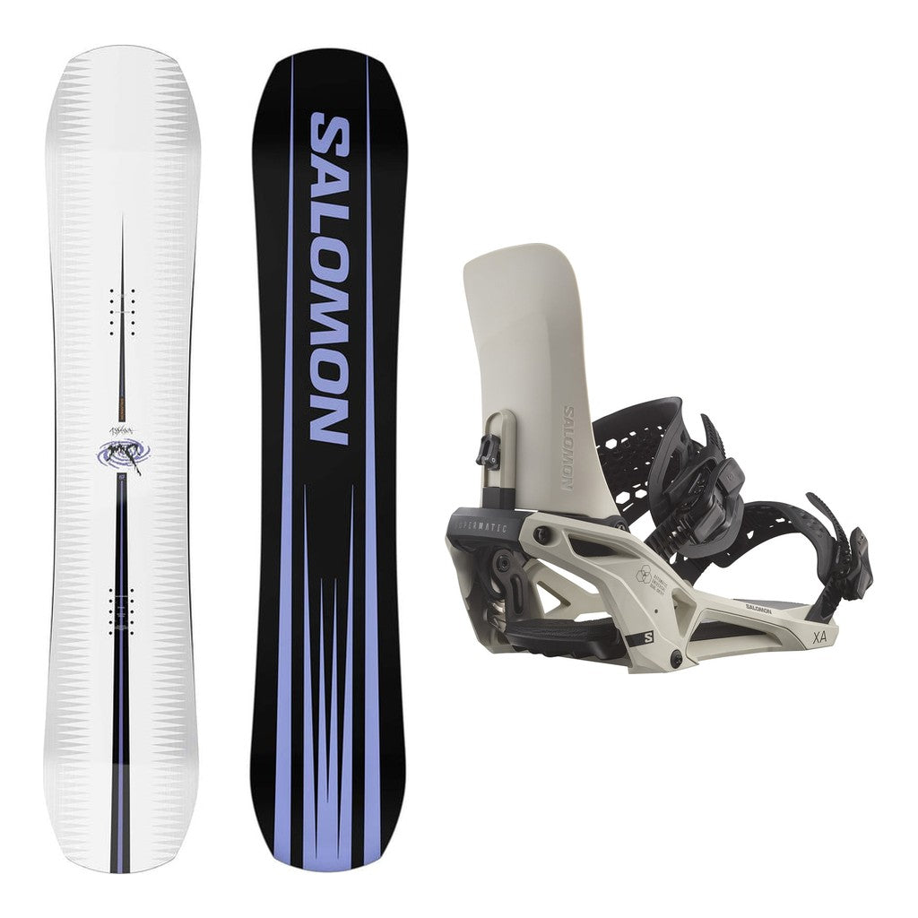 Salomon Assassin Mens Snowboard 2027 with XA Supermatic Bindings Snowboard Package - Rainy Day