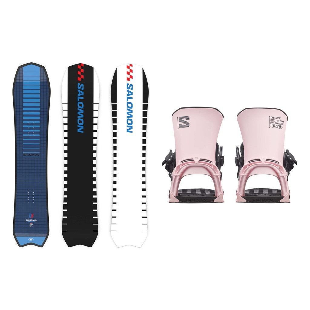 Salomon Dancehaul Adult Snowboard 2027 with District Bindings Snowboard Package - Icy Pink