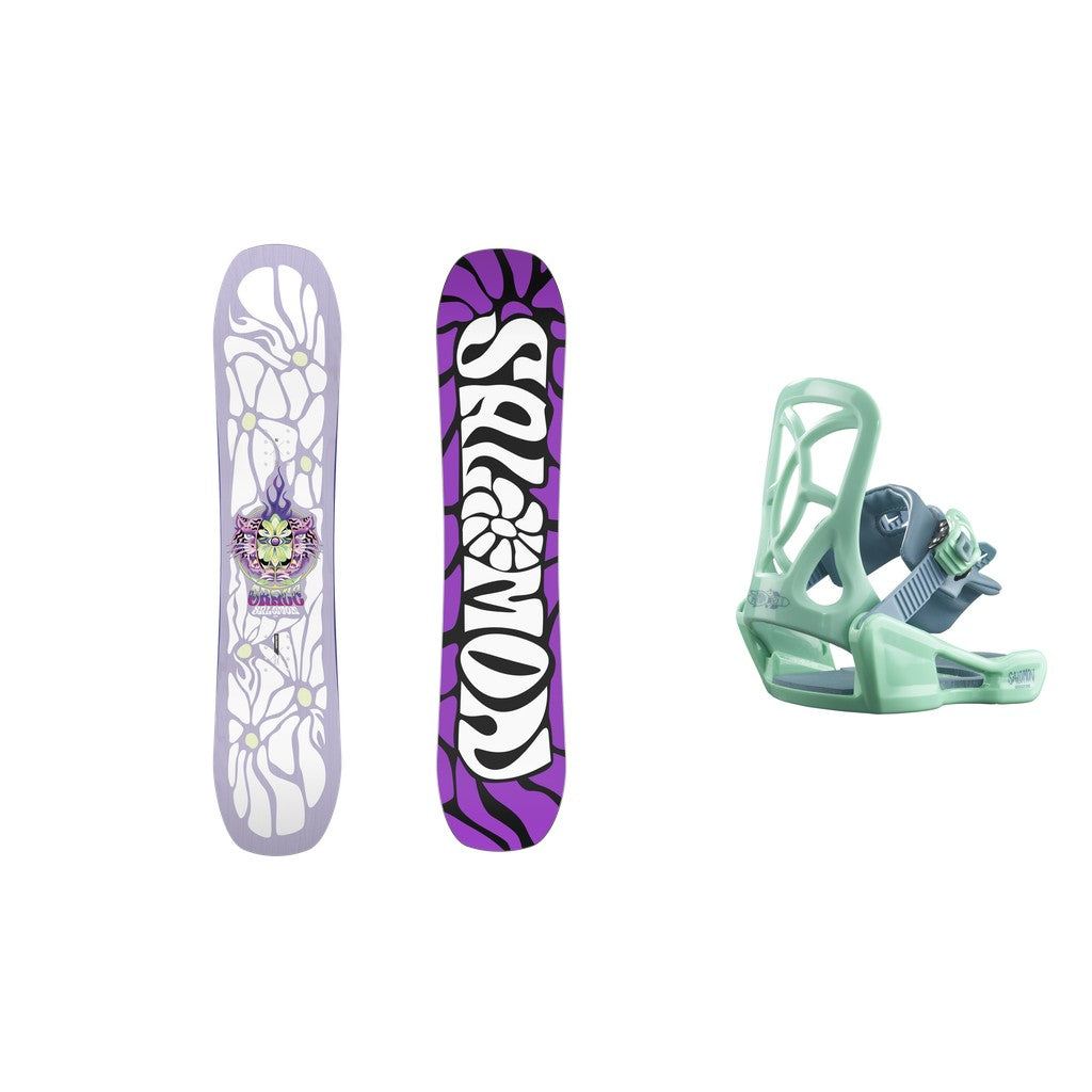 Salomon Grace Kids Snowboard 2027 with Goodtime Snowboard Bindings Kids Bindings Snowboard Package - Blue