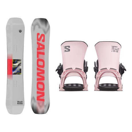Salomon Huck Knife Mens Snowboard 2027 with District Bindings Snowboard Package - Icy Pink