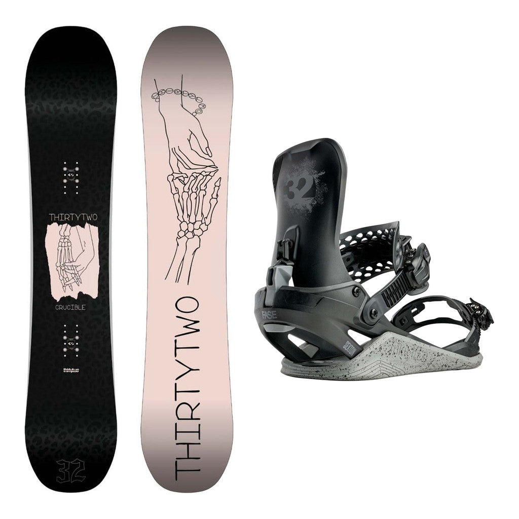 Thirty Two Crucible Womens Snowboard 2027 with Thirty Two Basin Public FASE Bindings Snowboard Package