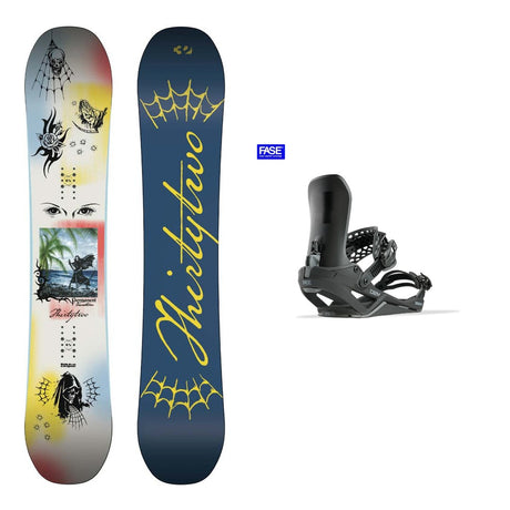 Thirty Two Permanent Vacation Mens Snowboard 2027 with Thirty Two T32M Fase Bindings Snowboard Package - Black