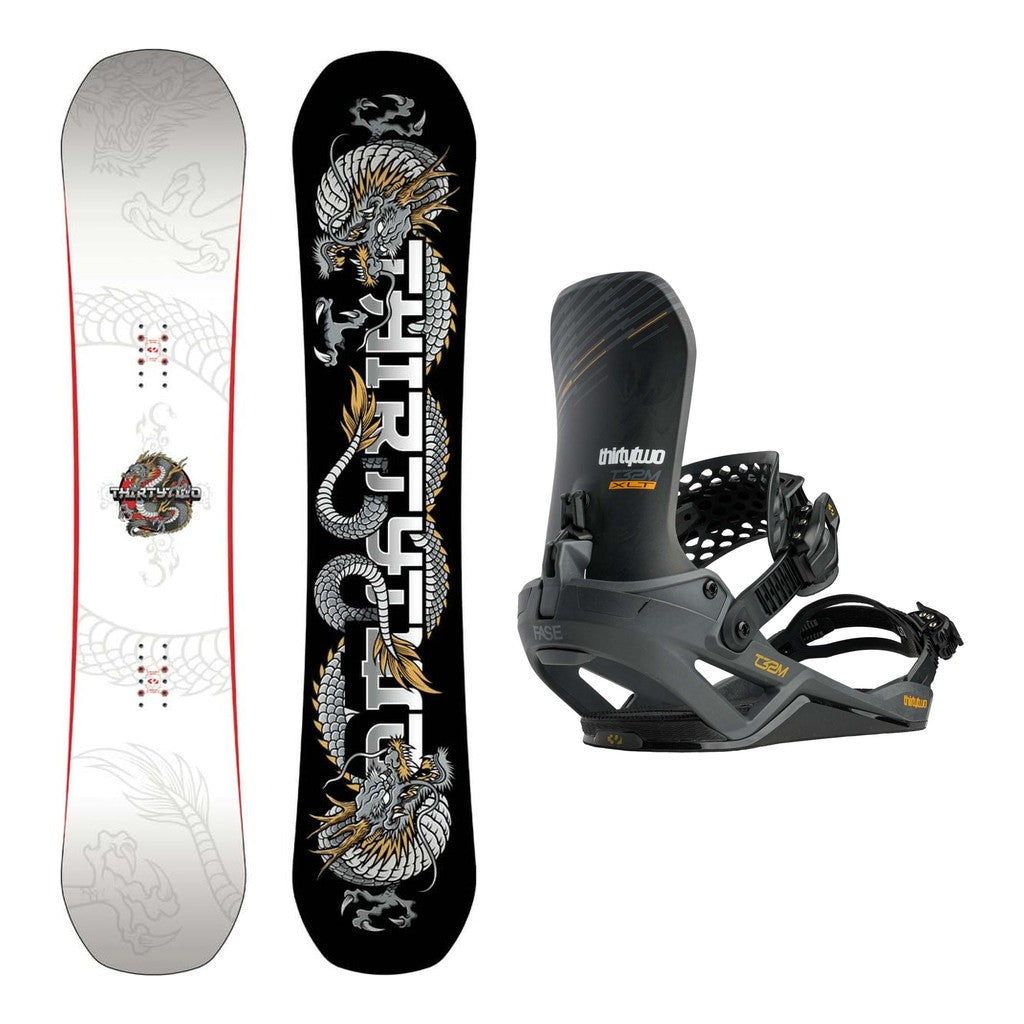 Thirty Two T32M Carbon Mens Snowboard 2027 with Thirty Two T32M XLT FASE Bindings Snowboard Package