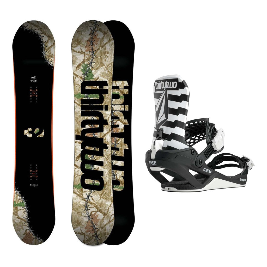 Thirty Two T32M Mens Snowboard 2027 with Thirty Two T32M Volcom FASE Bindings Snowboard Package