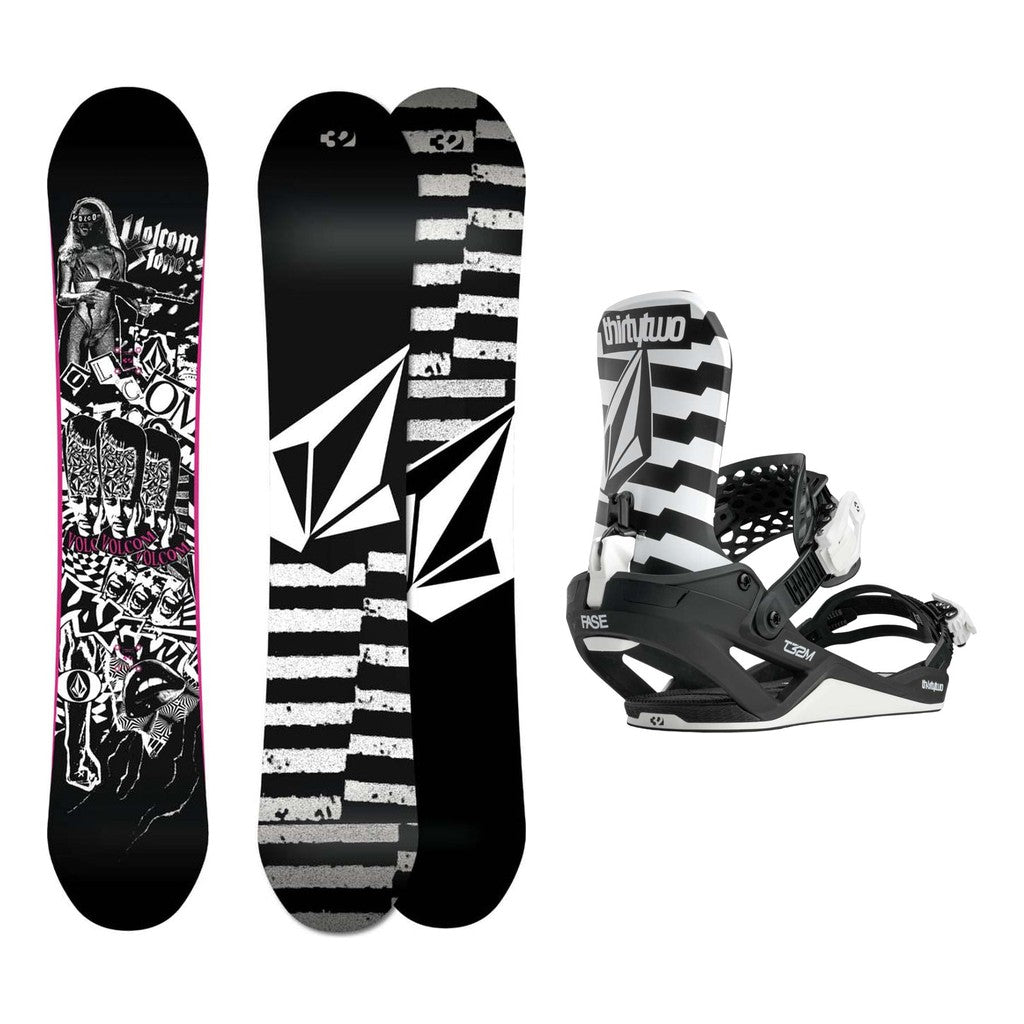 Thirty Two Volcom Creedler Mens Snowboard 2027 with Thirty Two T32M Volcom FASE Bindings Snowboard Package