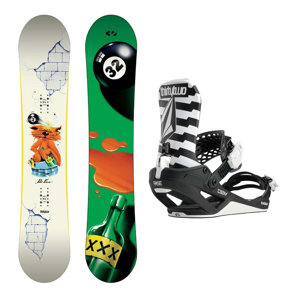 Thirty Two XXX Fava Pro Mens Snowboard 2027 with Thirty Two T32M Volcom FASE Bindings Snowboard Package