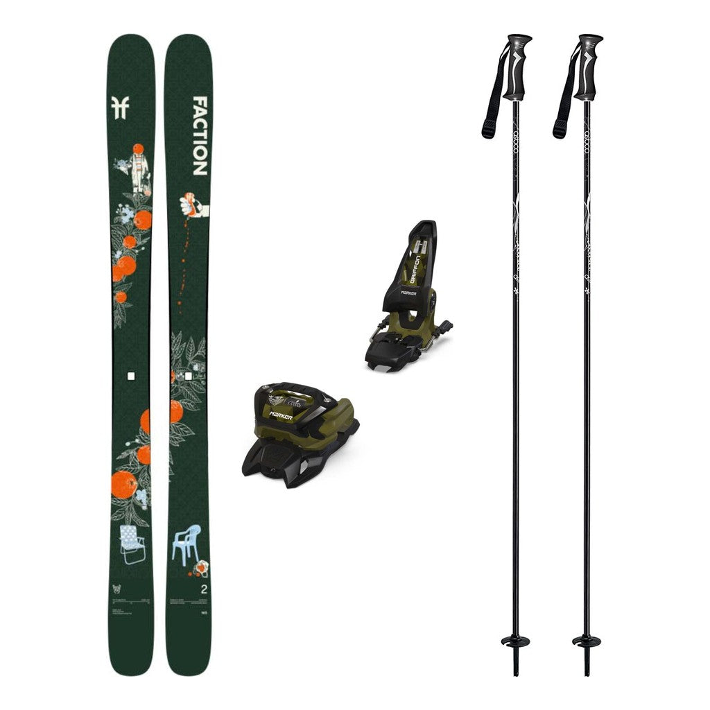 Faction Prodigy 2 Capsule Adult Skis 2027 with Griffon 13 ID Bindings Ski Package - Black/Olive Green