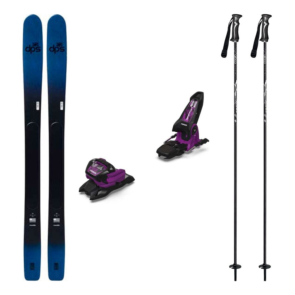 DPS Kaizen 100 Mens Skis 2027 with Griffon 13 ID Bindings Ski Package - Black/Purple