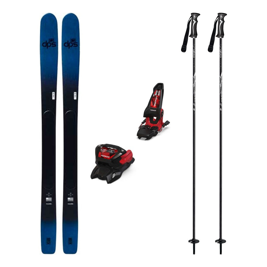 DPS Kaizen 100 Mens Skis 2027 with Griffon 13 ID Bindings Ski Package - Black/Red