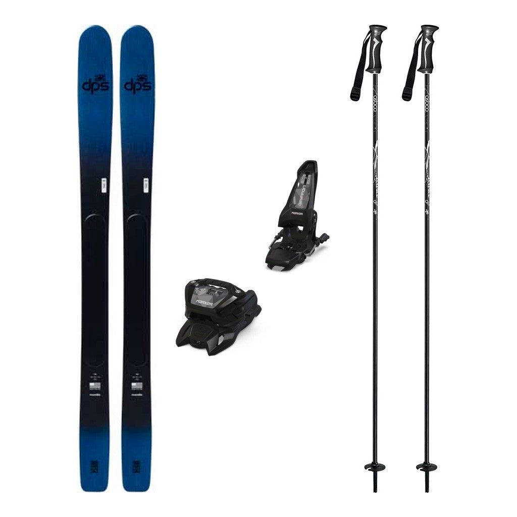DPS Kaizen 100 Mens Skis 2027 with Griffon 13 ID Bindings Ski Package - Black