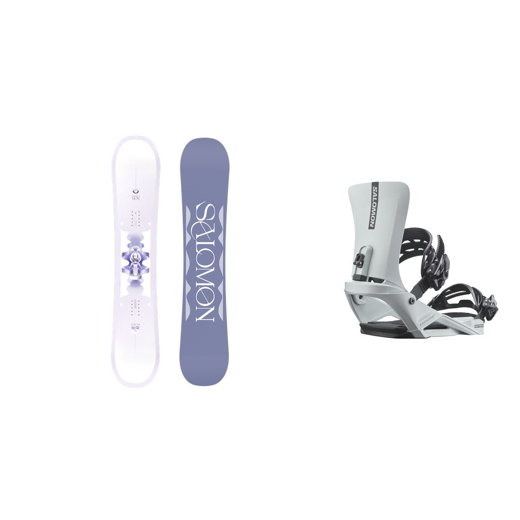 Salomon Lotus Womens Snowboard 2026 with Rhythm Bindings Snowboard Package - Ice Blue