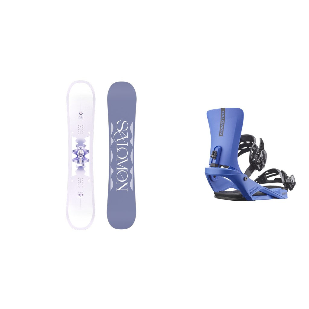 Salomon Lotus Womens Snowboard 2026 with Rhythm Bindings Snowboard Package - Palace Blue