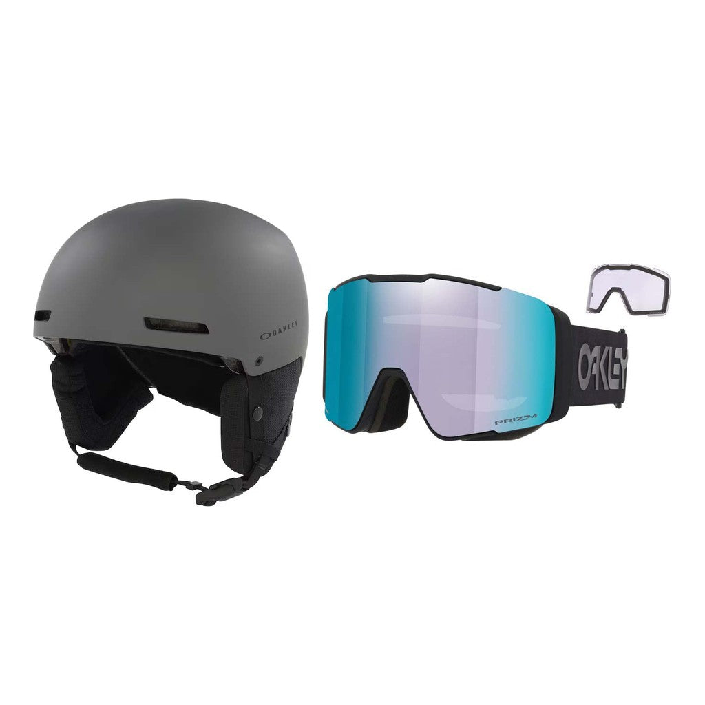 Oakley MOD1 Pro MIPS Helmet 2027 with Line Miner Pro L Goggles Package - Forged Iron