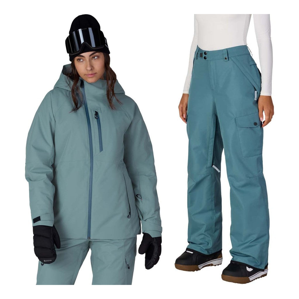 686 Hydra Thermagraph Womens Jacket 2027 with Aura Insulated Cargo Pants Package (Pale Firn)