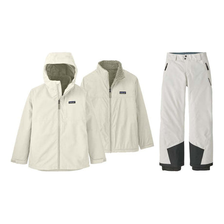 Patagonia 4-in-1 Everyday Kids Jacket 2026 with Powder Town Pants Package (Birch White)