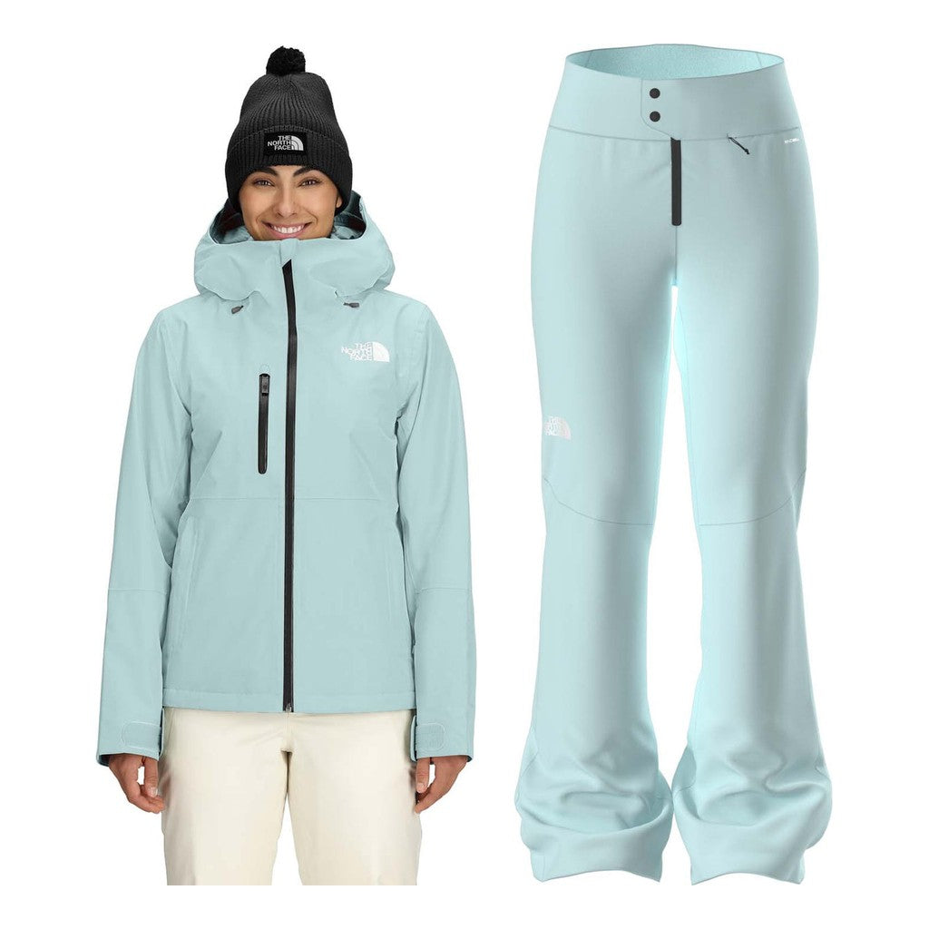 North Face Descendit Jacket Womens 2027 with Snoga Pants Package (Glacier)