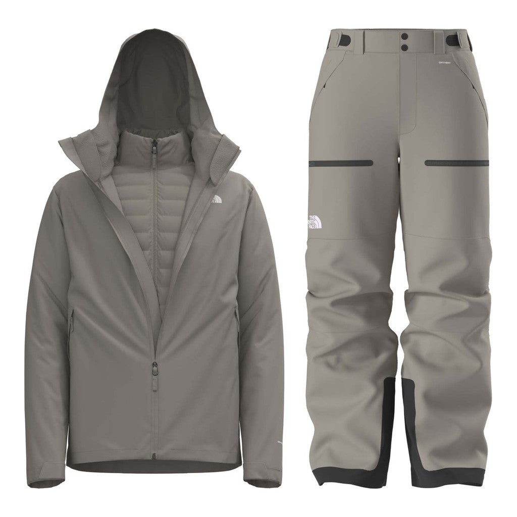 North Face Carto Mono Triclimate Hooded Jacket Mens 2027 with Chakal Pants Package (Stone Slab)