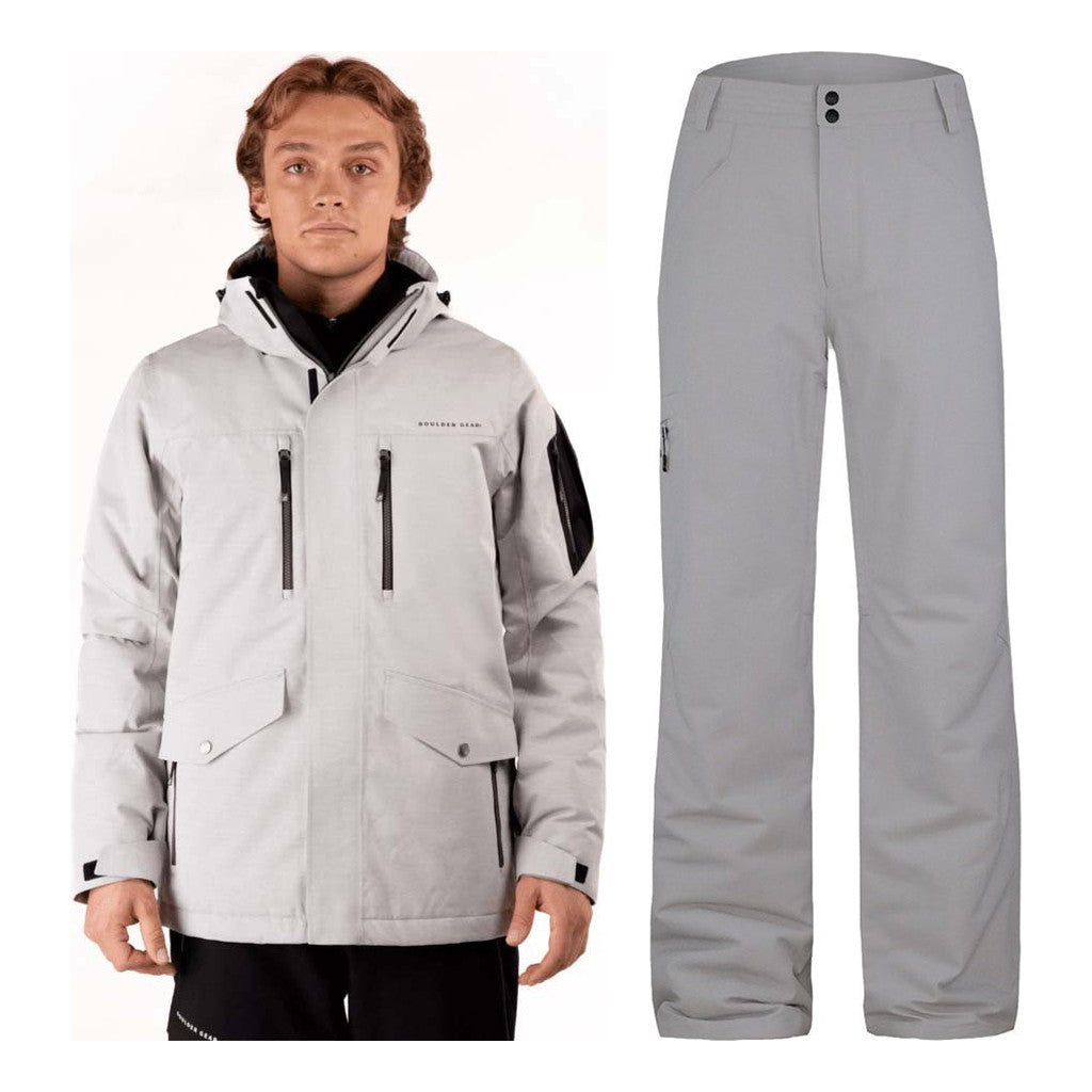 Boulder Gear Quest Jacket Mens 2027 with Front Range Pants Package (Quiet Gray)