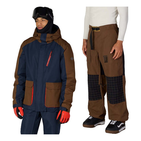 686 Nightline Insulated Mens Jacket 2027 with Ghost 2.5L Pants Package (Navy Dark Earth Colorblock)