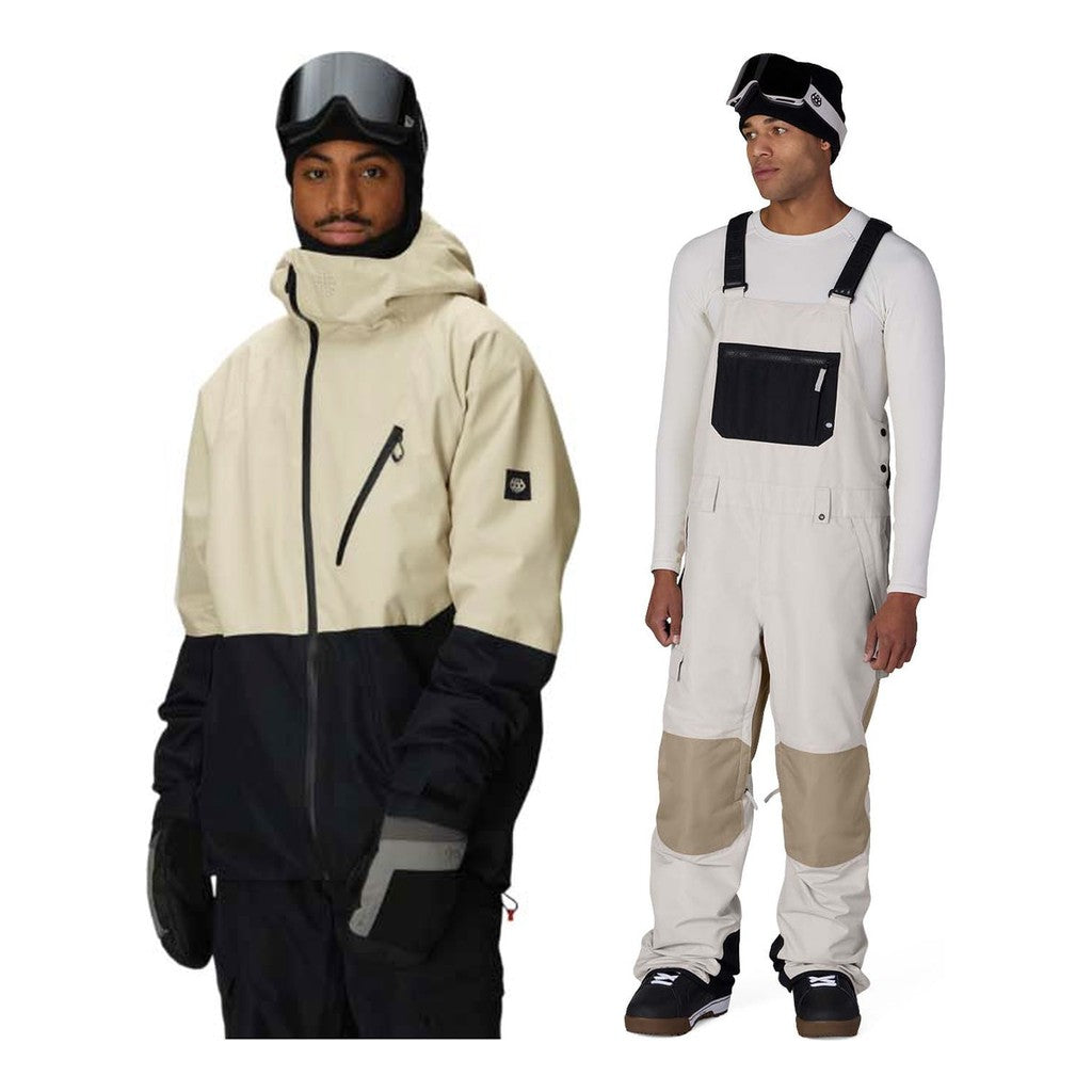 686 Hydra Thermagraph Jacket Mens 2027 with Hot Lap Bibs Package (Limestone Colorblock)