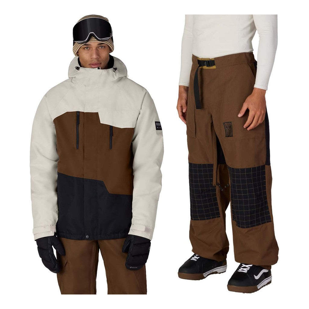 686 Geo Insulated Mens Jacket 2027 with Ghost 2.5L Pants Package (Limestone Dark Earth Colorblock)
