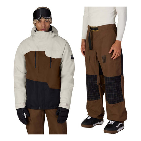 686 Geo Insulated Mens Jacket 2027 with Ghost 2.5L Pants Package (Limestone Dark Earth Colorblock)