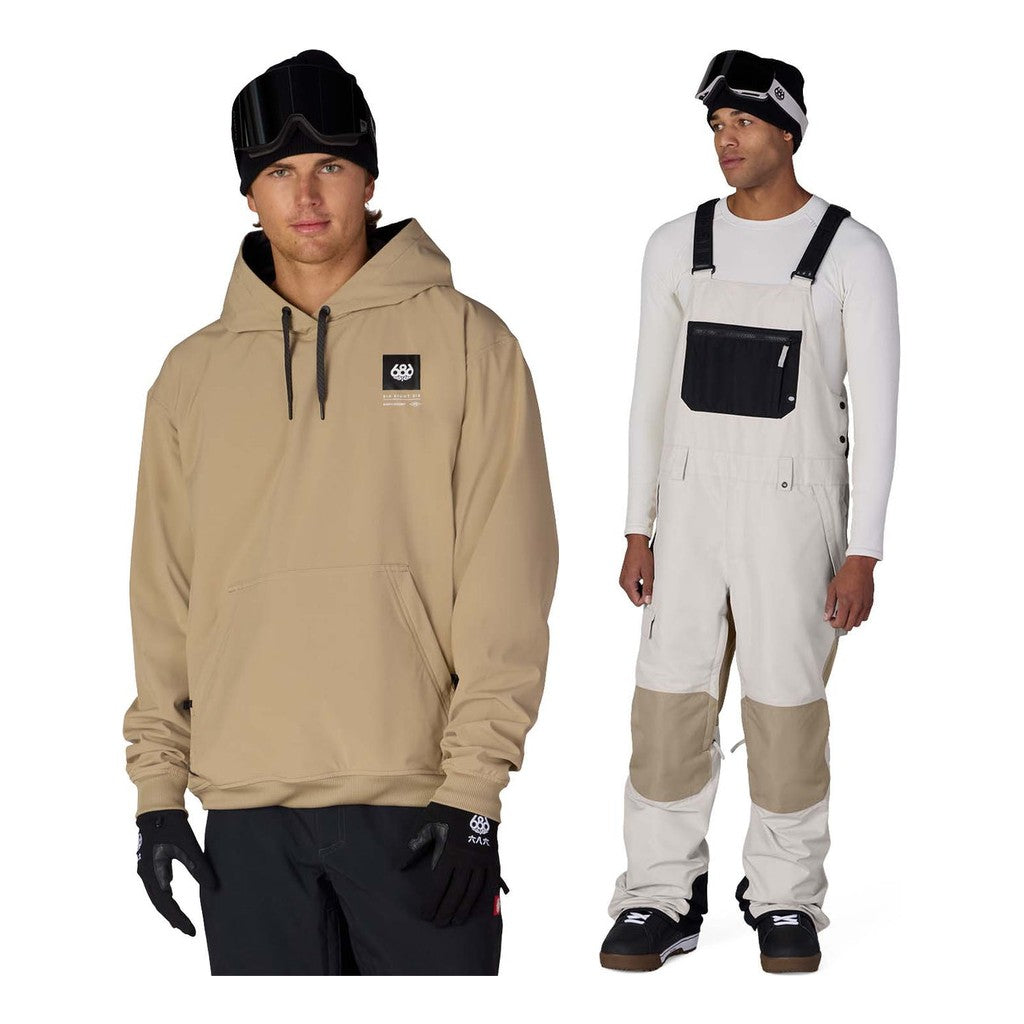 686 Waterproof Team Mens Hoody 2027 with Hot Lap Bibs Package (Khaki)