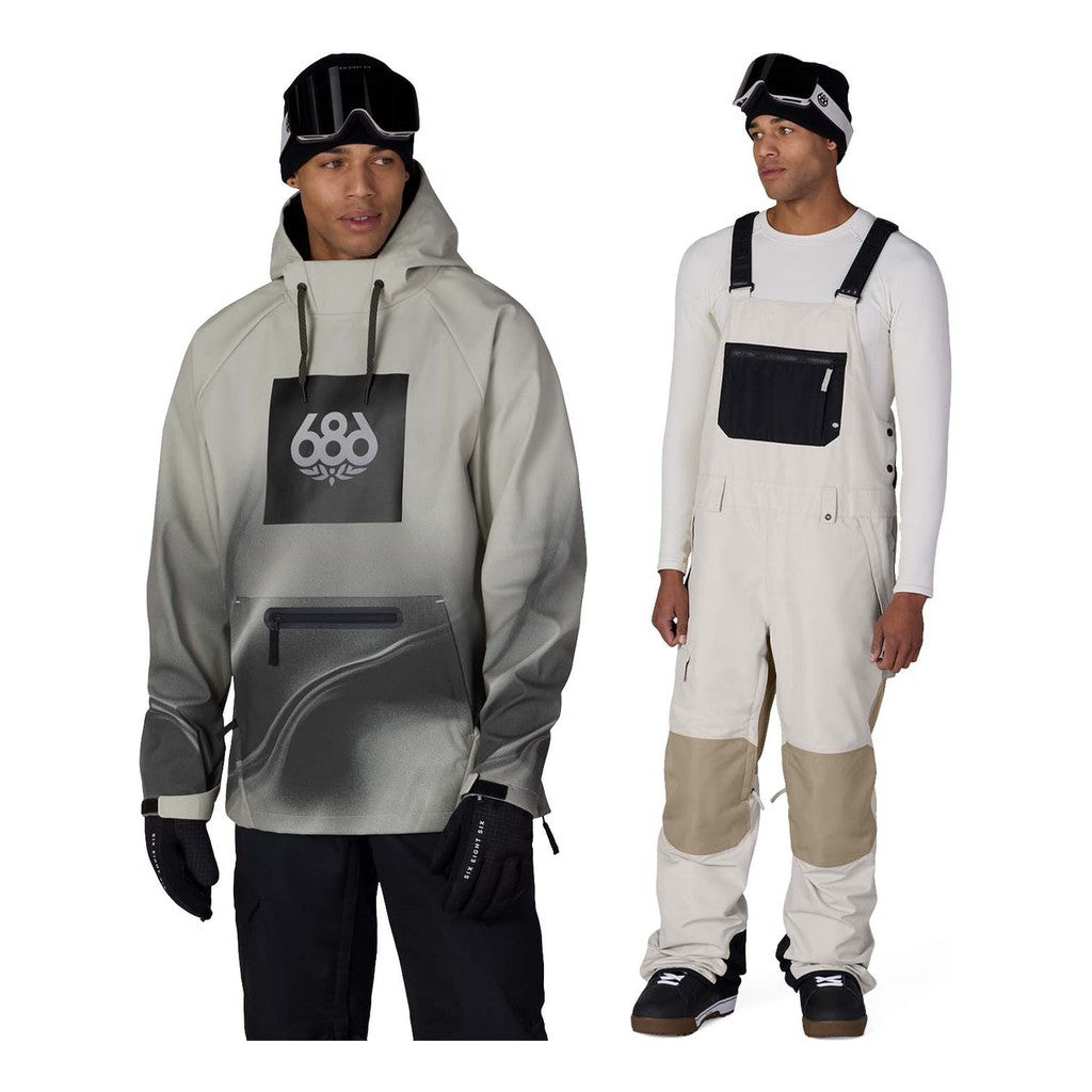686 Waterproof Team Mens Hoody 2027 with Hot Lap Bibs Package (Limestone Burnt Dunes)