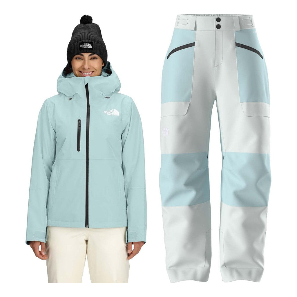 North Face Descendit Jacket Womens 2027 with Powstar Pants Package (Glacier)